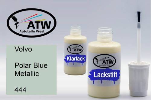 Volvo, Polar Blue Metallic, 444: 20ml Lackstift + 20ml Klarlack - Set, von ATW Autoteile West.